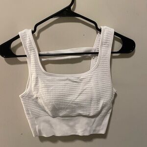 SET OF 2: White and Blue Waffle Textured Crop Tops
